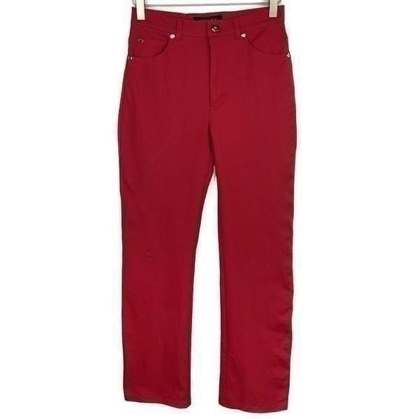 Escada Red Straight Leg Pants Stretchy Jeans 4