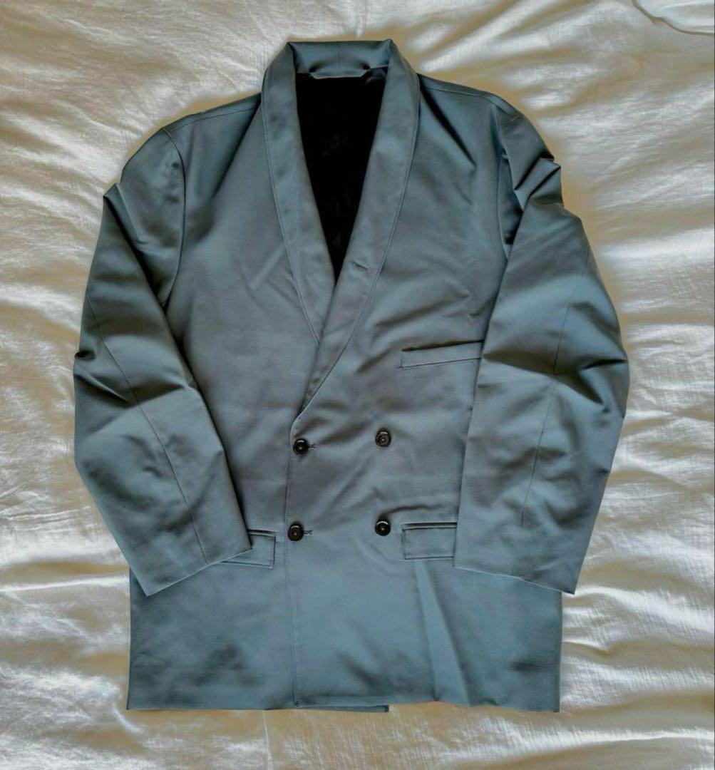 Lemaire Belted Double-Breasted Jacket in Iron Grey