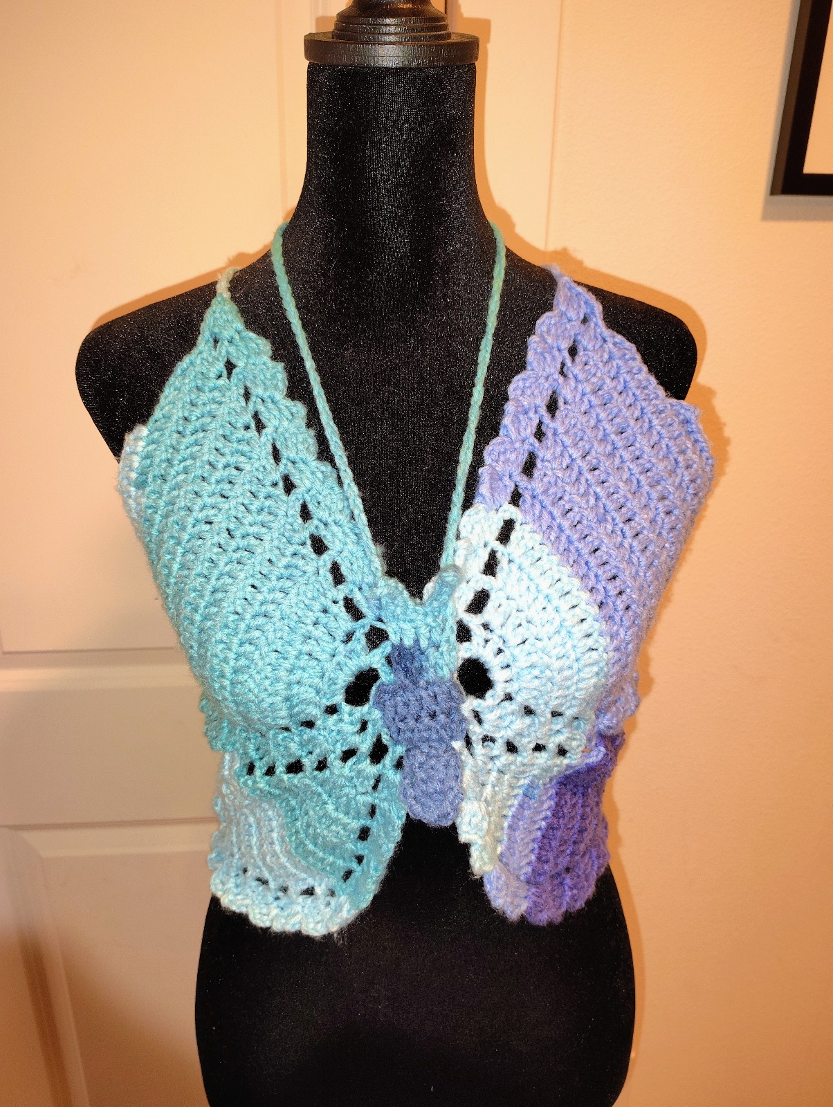 Handmade crochet butterfly top