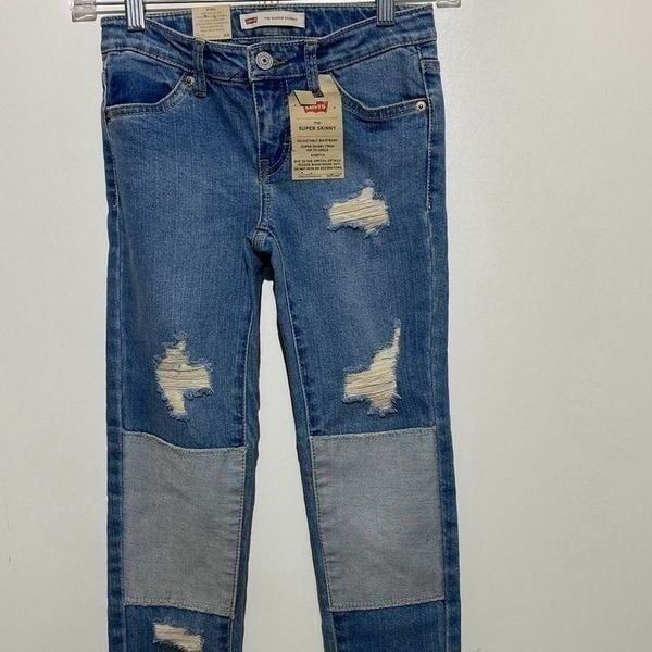 Levi's Kids' Blue Adjustable Waistband Stretch 710 Super Skinny Jeans Size 8 NWT