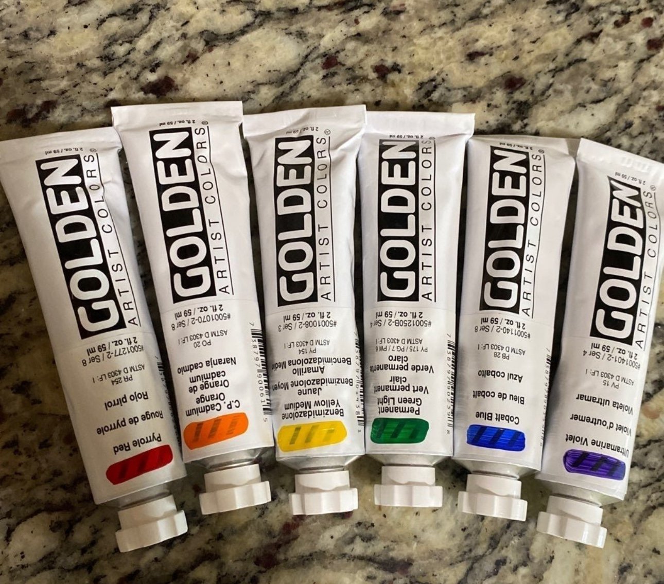 6 NEW Golden heavy body Acrylic paint tubes professional