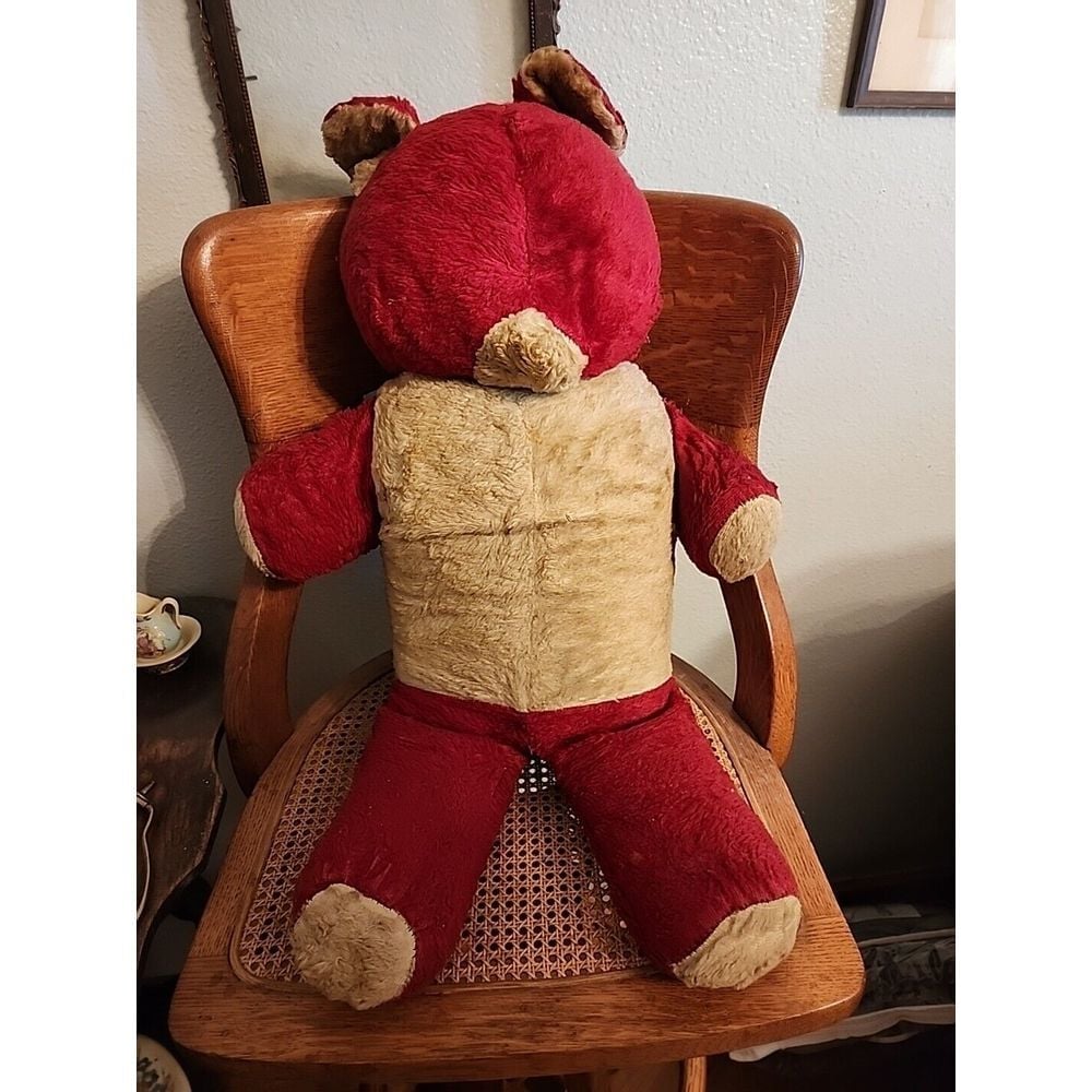 Rare Vintage Teddy Bear Red White 1950's 29