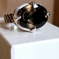 Massive Smokey Quartz 925 Designer Ring