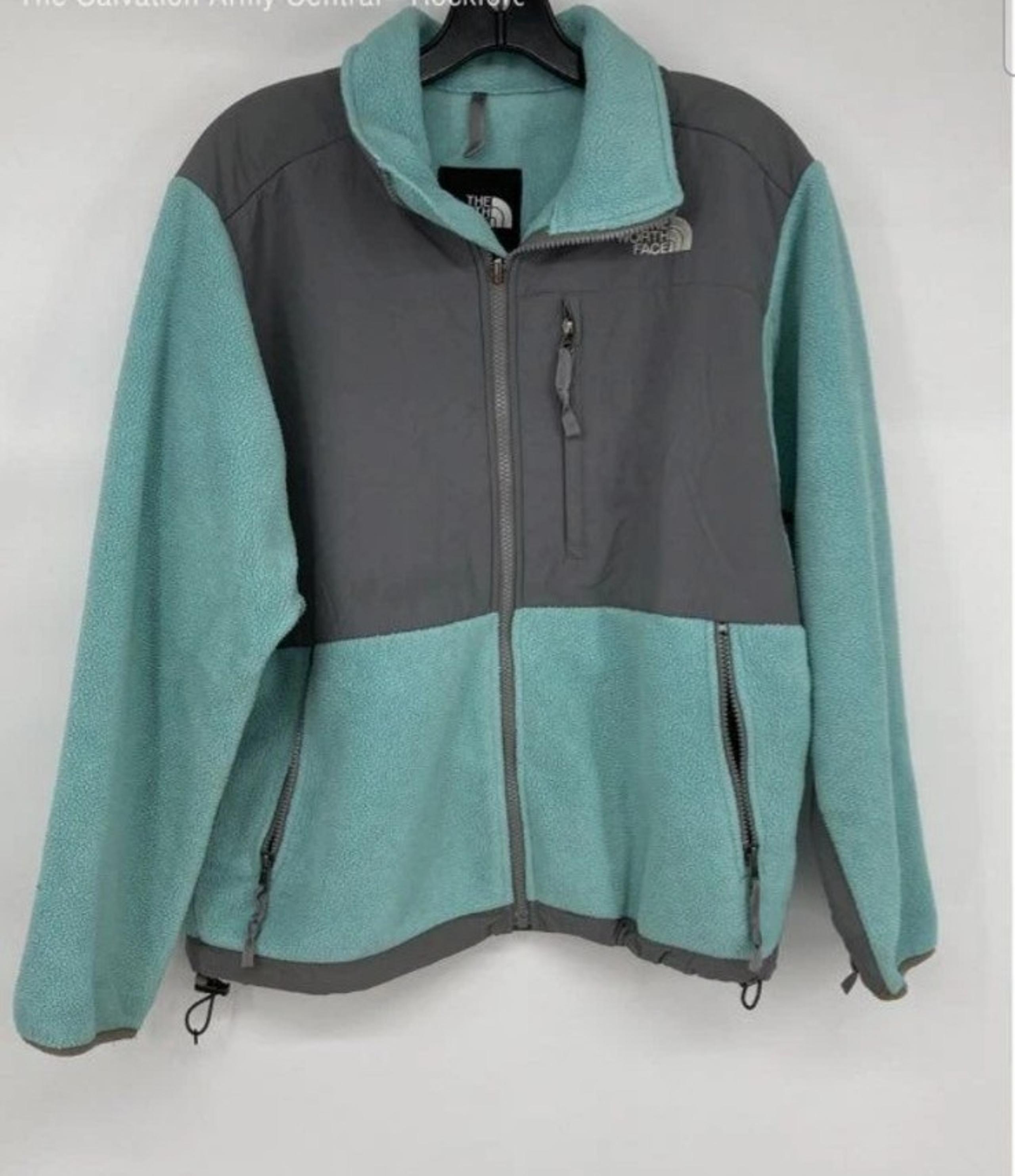 The North Face Teal Gray fleece Full-Zip Jacket womens Medium