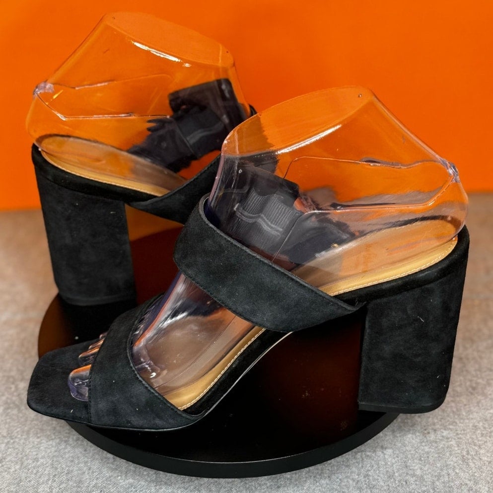 Sam Edelman Women's Dalton Black Large Buckle Heel Mule Sandal Size 7