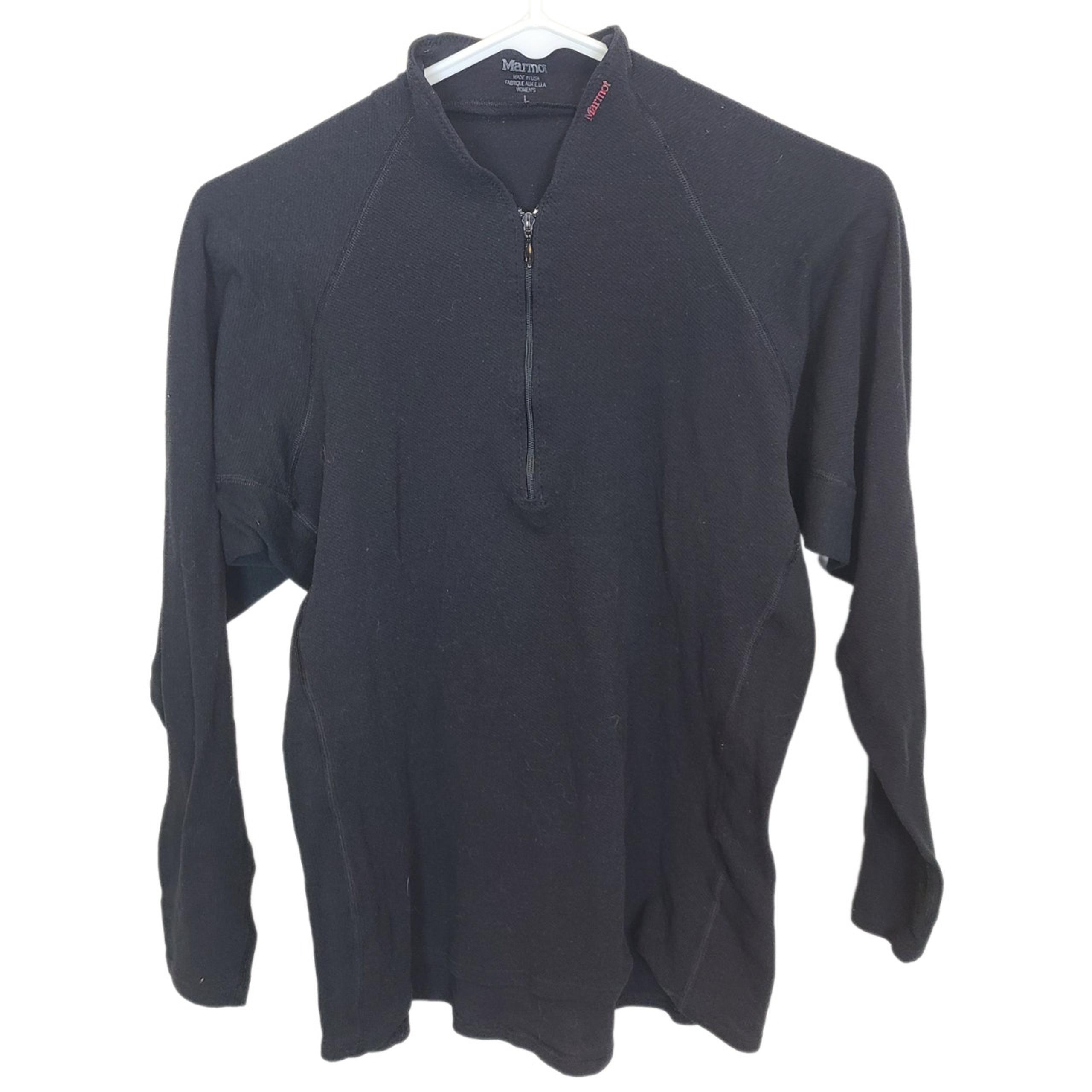 Marmot Quarter Zip Pullover Long Sleeve Shirt Black Top Womens L Athletic Top