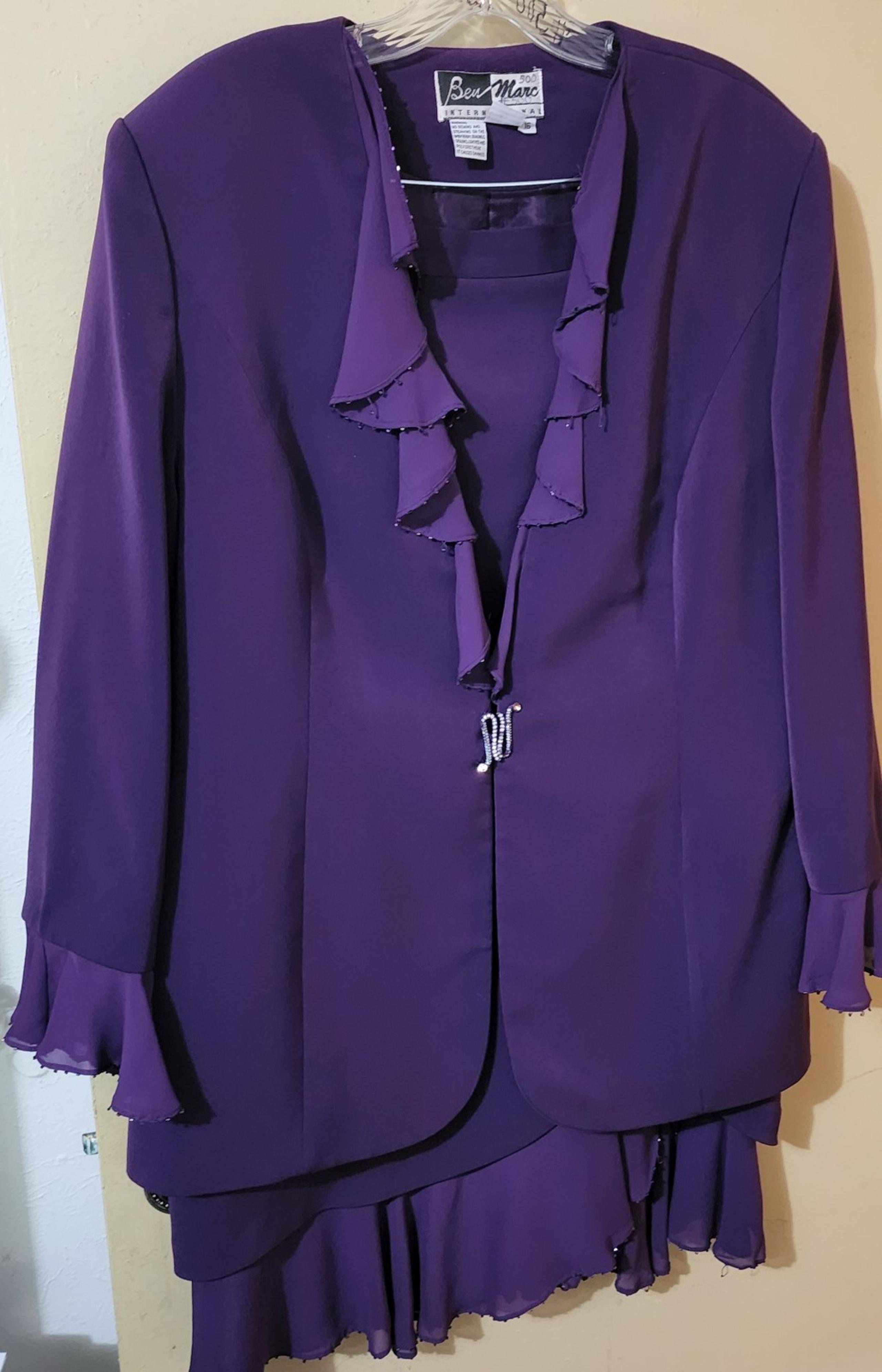 2pc Women's Purple Skirt Suit Plus Size