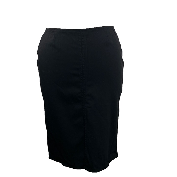 Christian Dior Boutique Sz 8 Black Slit Front Pencil Skirt Viscose Blend Stretch