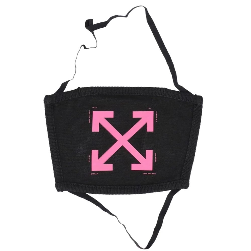 New Off-White Virgil Abloh Black Pink Printed Arrow Logo Cotton Mask