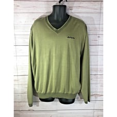 Byron Nelson Sweater Mens Size XL Eleven Straight 100% Silk Green w/ Golf Logo