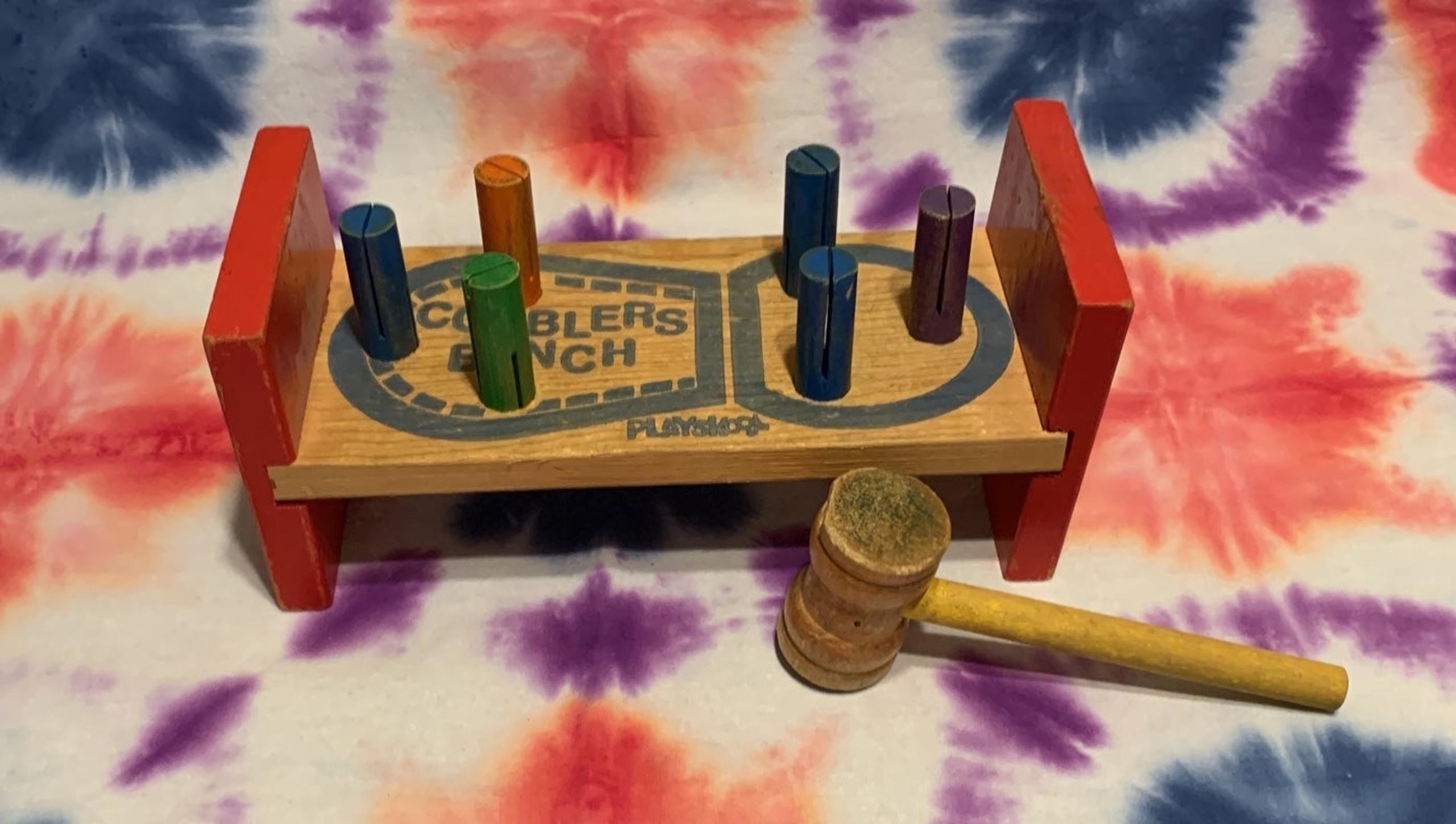Vintage Wooden Cobblers bench toy
