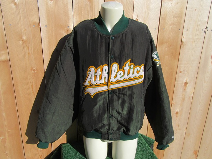 Vintage Starter MLB Oakland Athletics Button Snap Bomber Jacket Coat Size XL