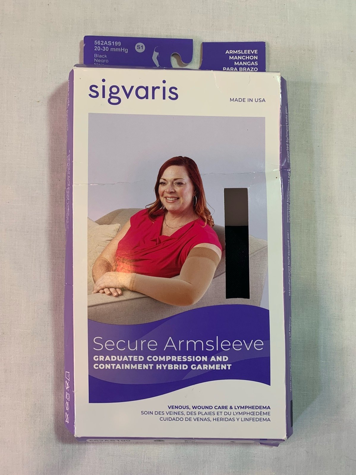 Sigvaris Secure Armsleeve S1 Black 20-30mmHg New 562AS199