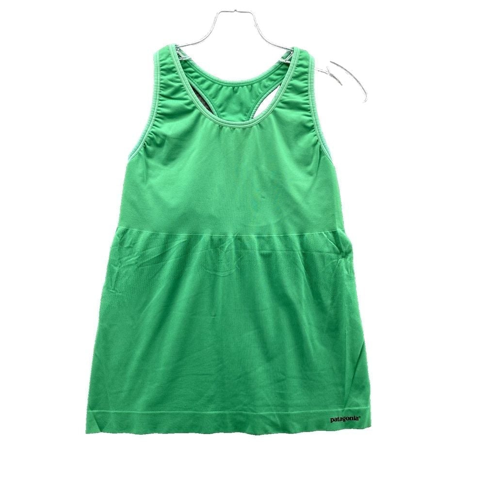 Patagonia Tank Top Womens Medium Green Built-in Bra Racerback Outdoor Athleisure