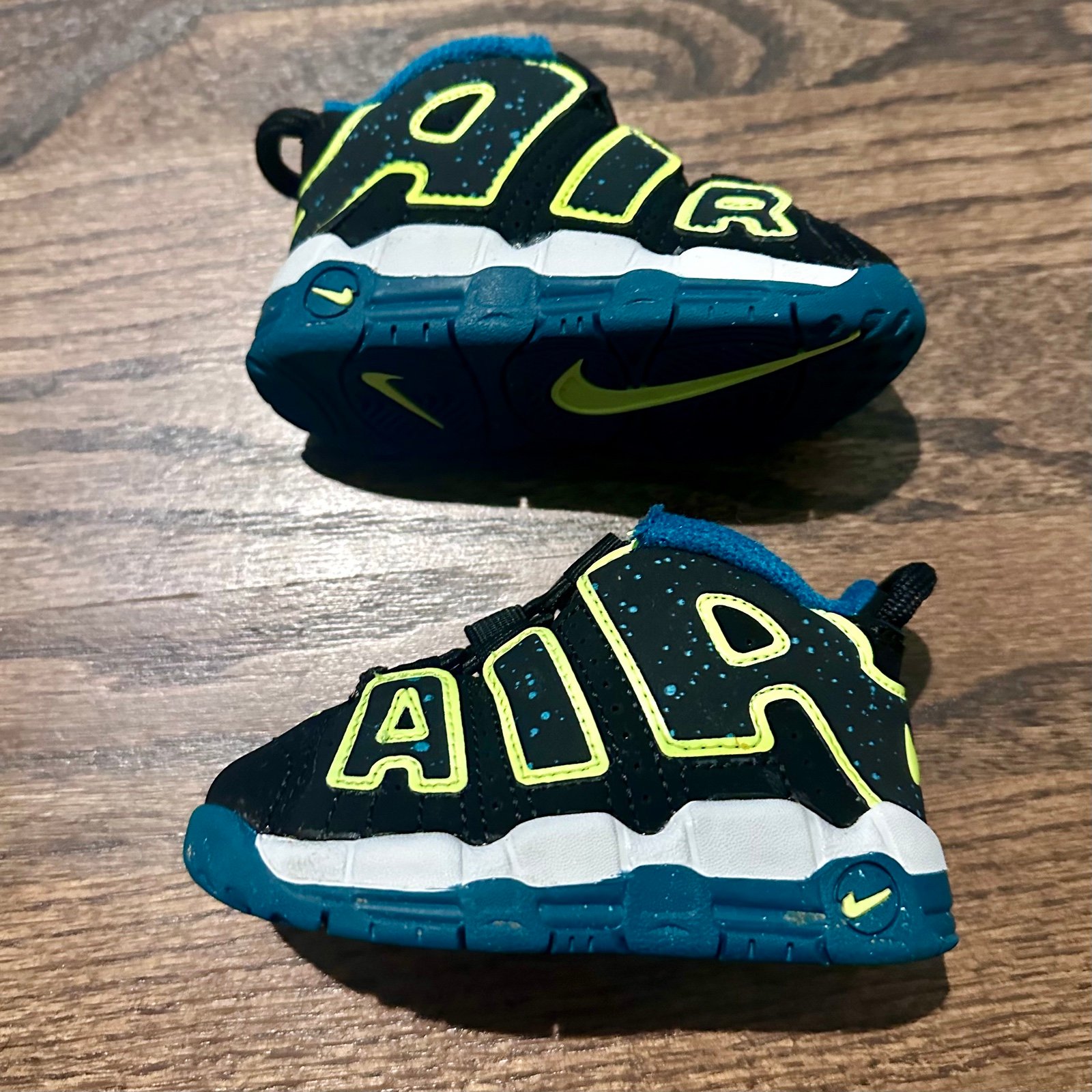 New Nike Air More Uptempo Black/Geode/Teal BRAND NEW Toddler 4C
