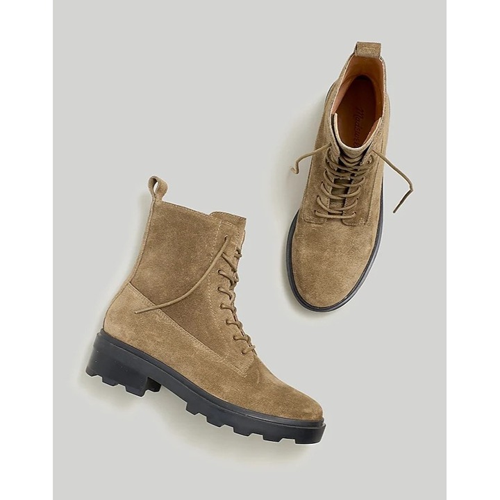 Madewell The Shelton Lace-Up Boot in Burnt Olive