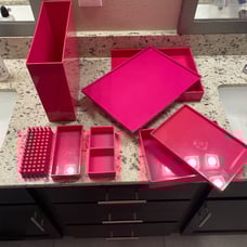 Poppin All Set! Desk Collection Bright Pink 8 Pcs Organizer Office Very Rare HTF