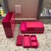 Poppin All Set! Desk Collection Bright Pink 8 Pcs Organizer Office Very Rare HTF