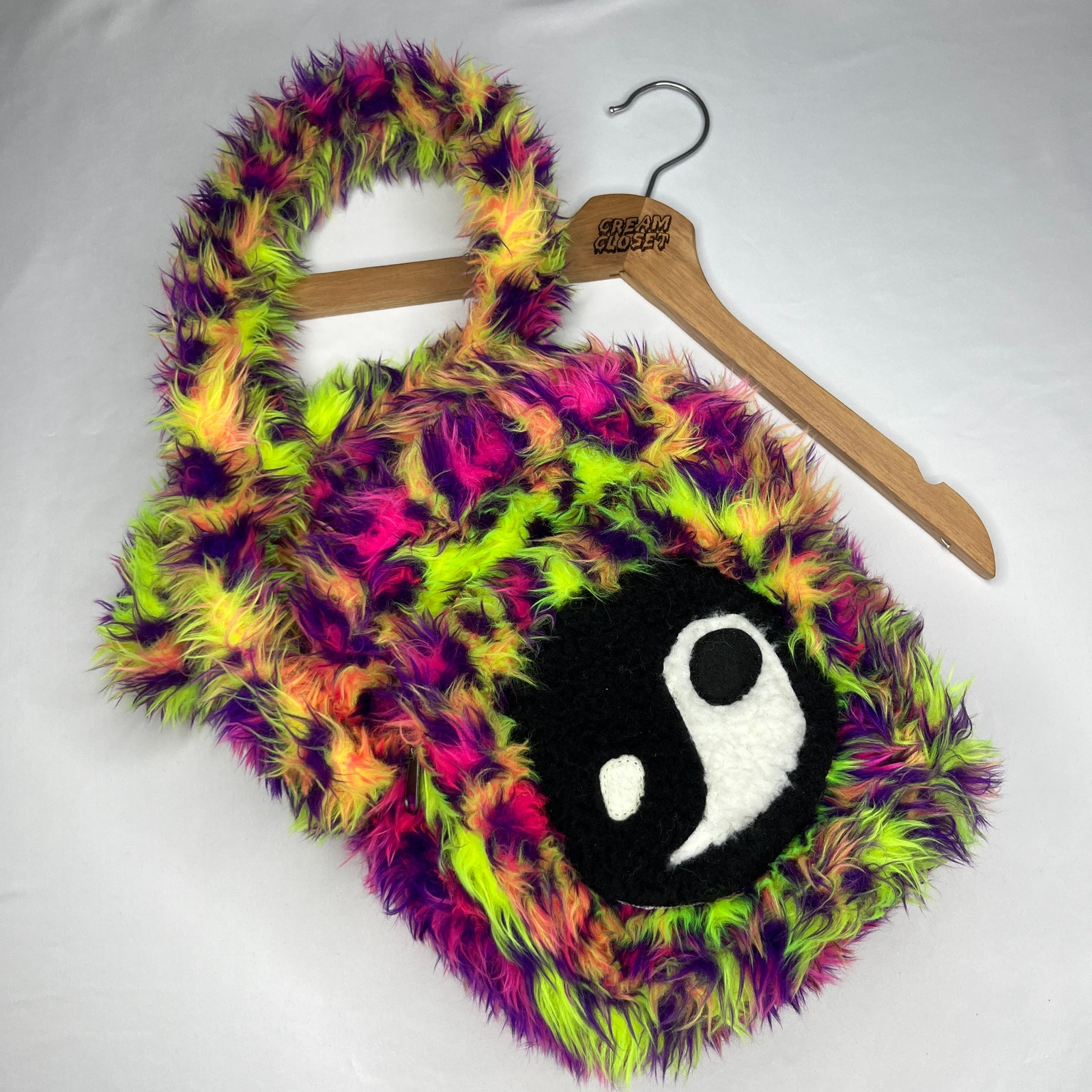 Cactus Plant Flea Market CPFM Neon Fuzzy Peace Yin Yang Adventure Shoulder Bag