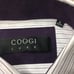 Coogi Luxe Men's Dress Shirt White W/ Purple Stripes Trim & Embroidery Small
