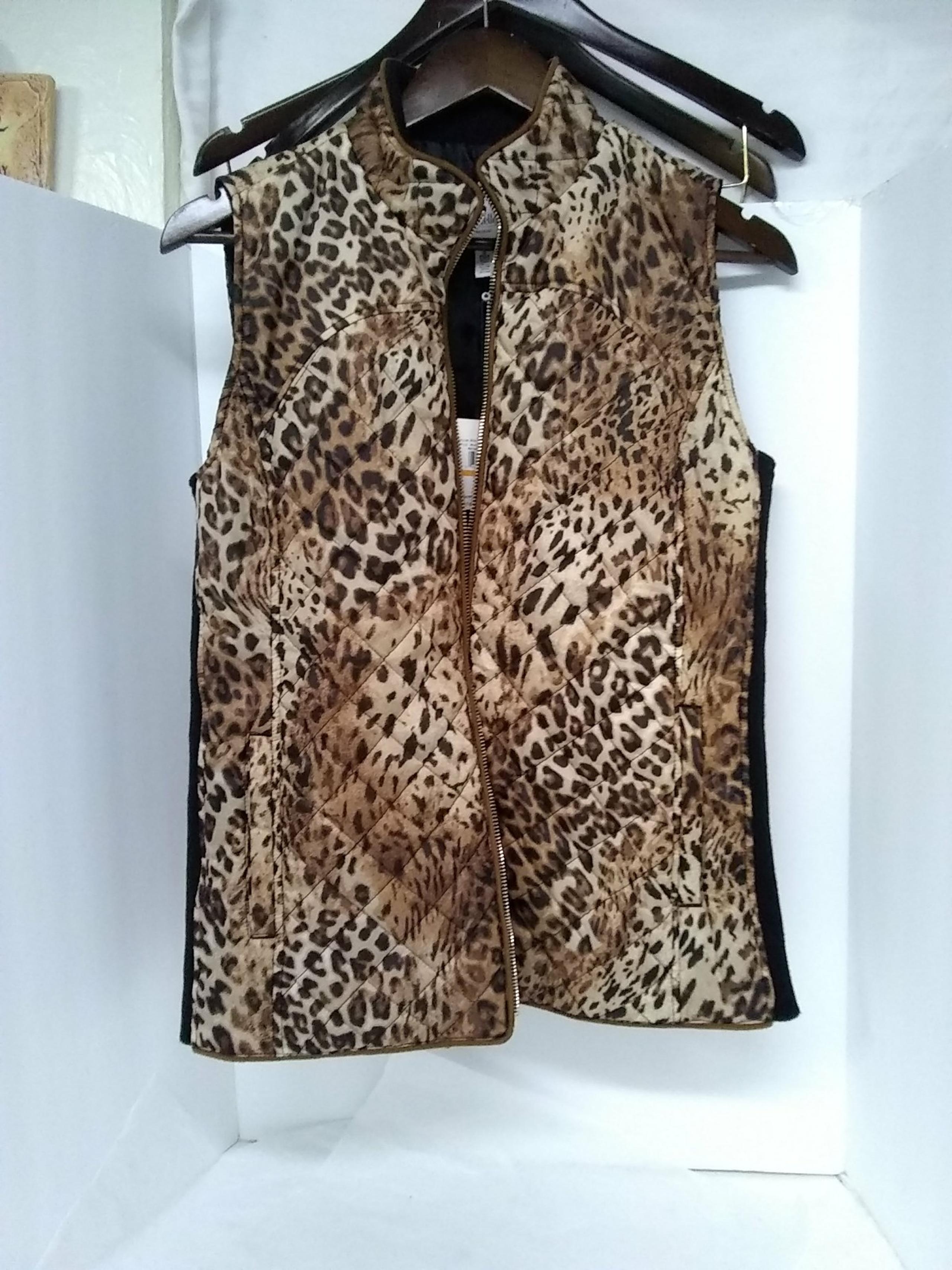 Rafaella weekend Vest Quilted Cheetah Lined Size S/Petite