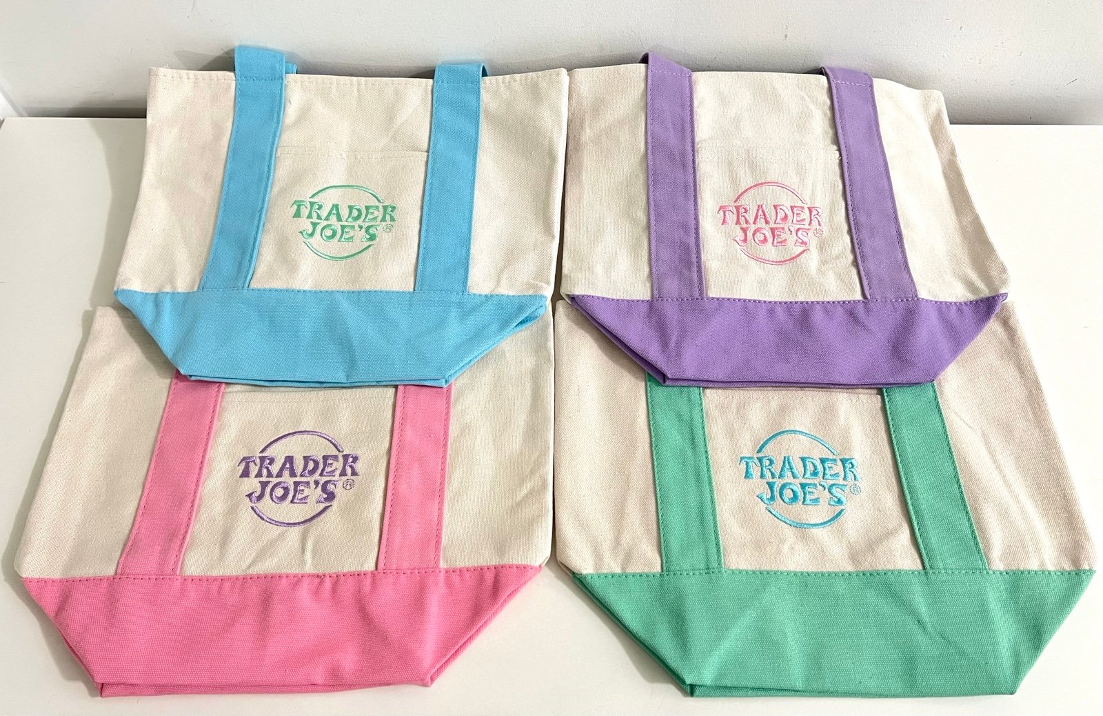 Trader Joe's Canvas Tote Bags Set of Four