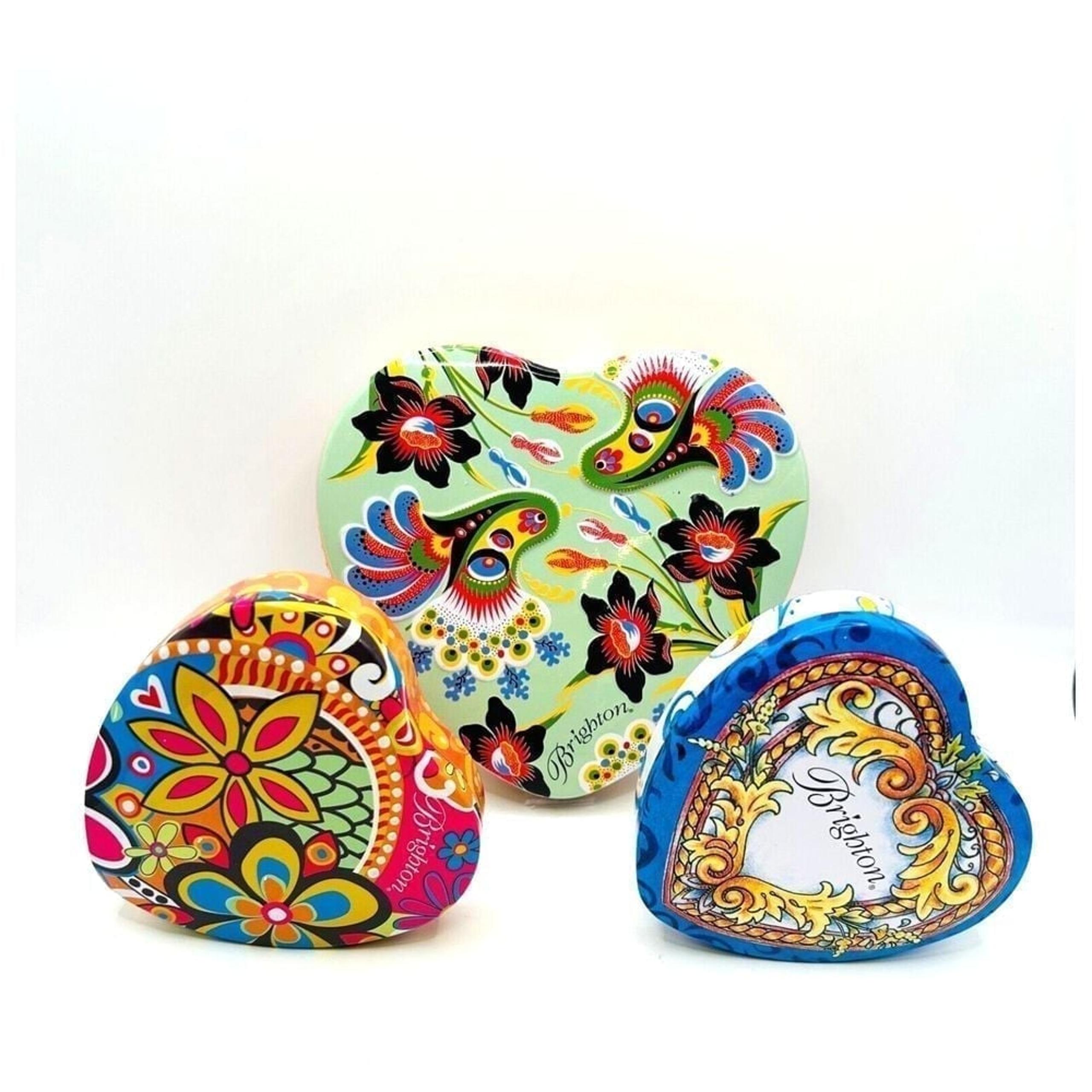 Brighton Lot of 3 Empty Heart Tin Boxes Inspirational Quote Inside