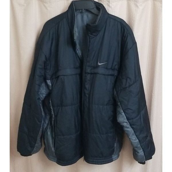 Vintage 2000 Nike Grey / Black Tag Reversible Puffer Coat Black Grey Sz 2XL