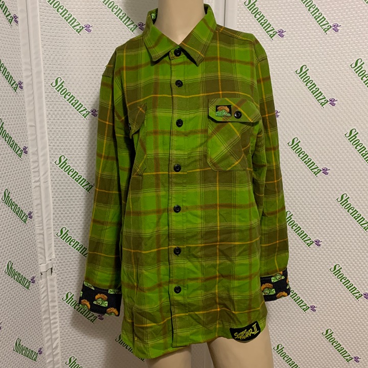 Middle Of Beyond Flannel Shirt Street Fighter II 2 Blanka MOB Plaid Green Mens M