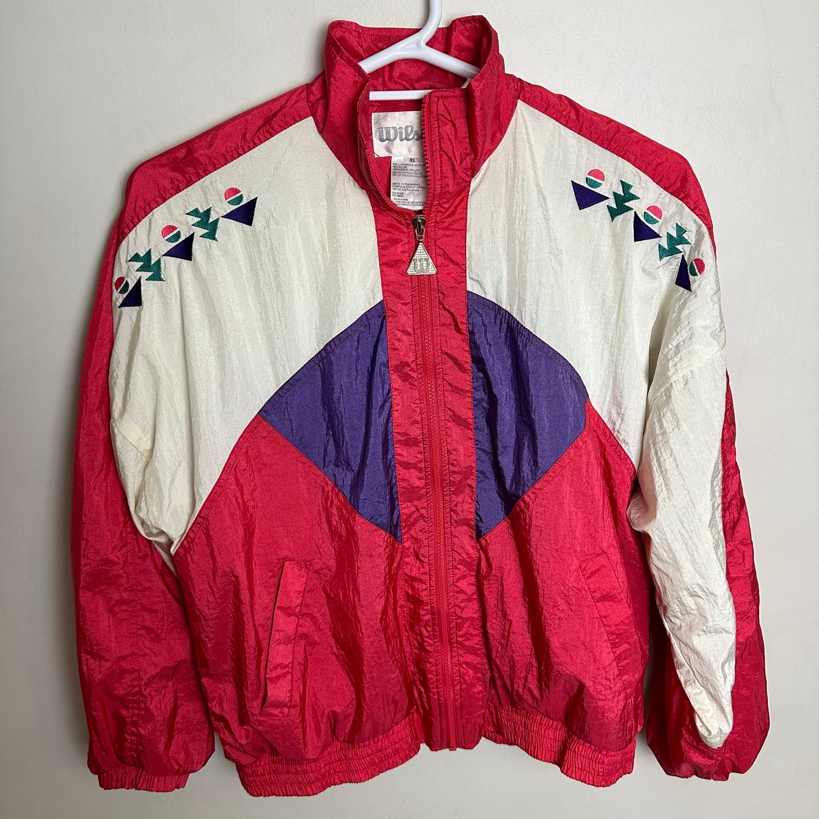 Vintage Wilson Windbreaker Jacket Women's XL Lined 80s 90s unisex coat
