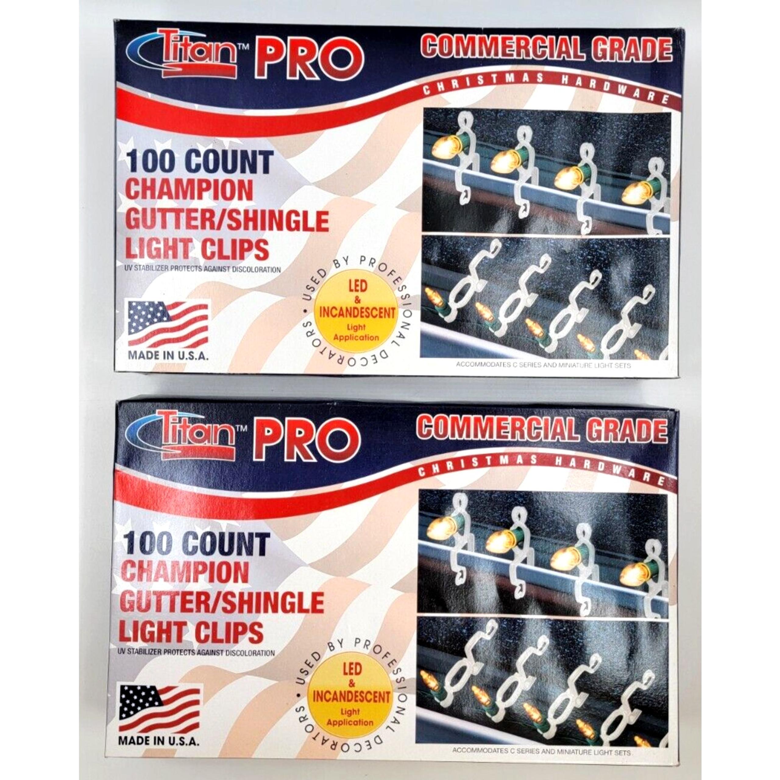 Dyno Titan Pro Commercial Grade Gutter Shingle Light Clips 100 Count Lot of 2