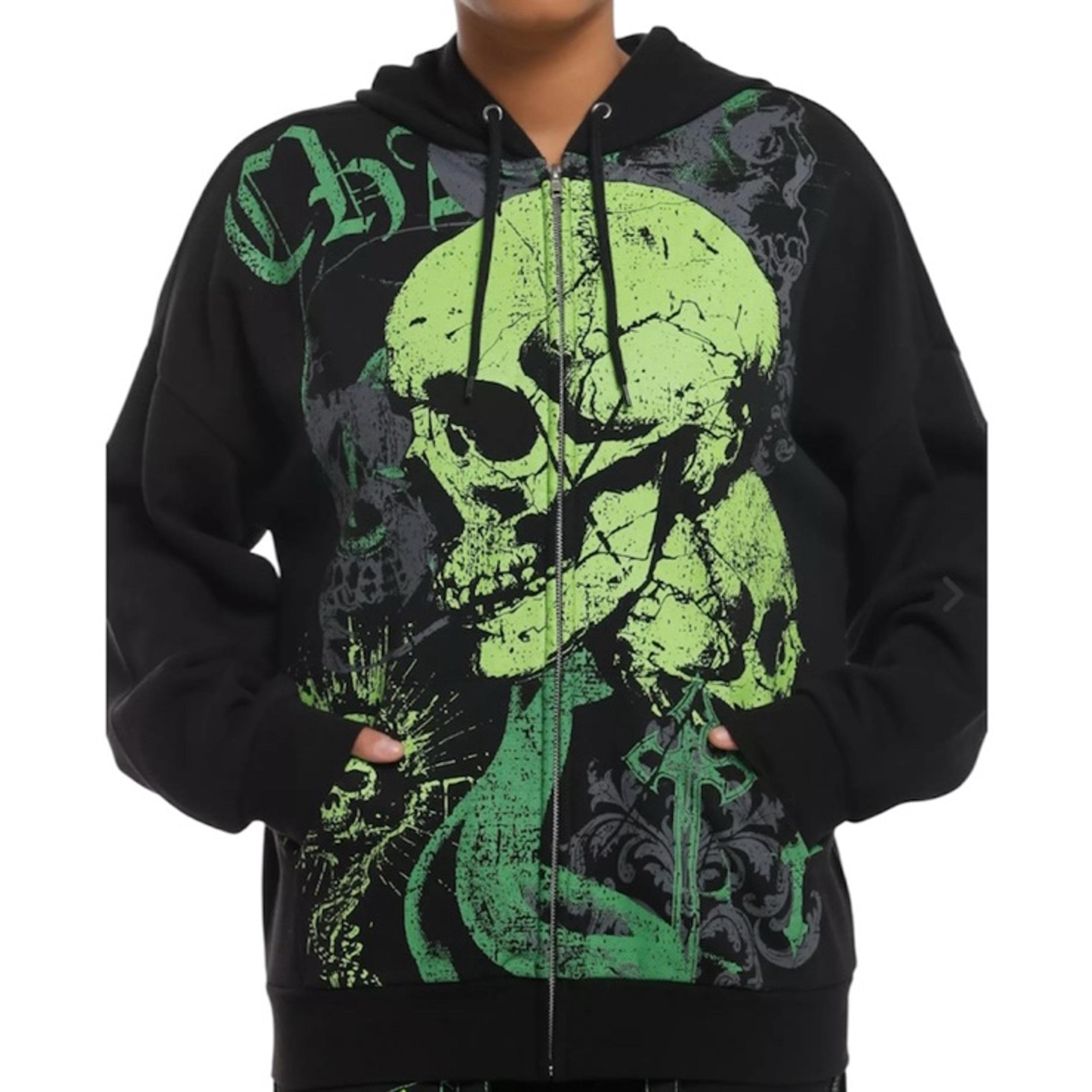 Social Collision Hot Top Women’s Neon Skull Hoodie | Size XL
