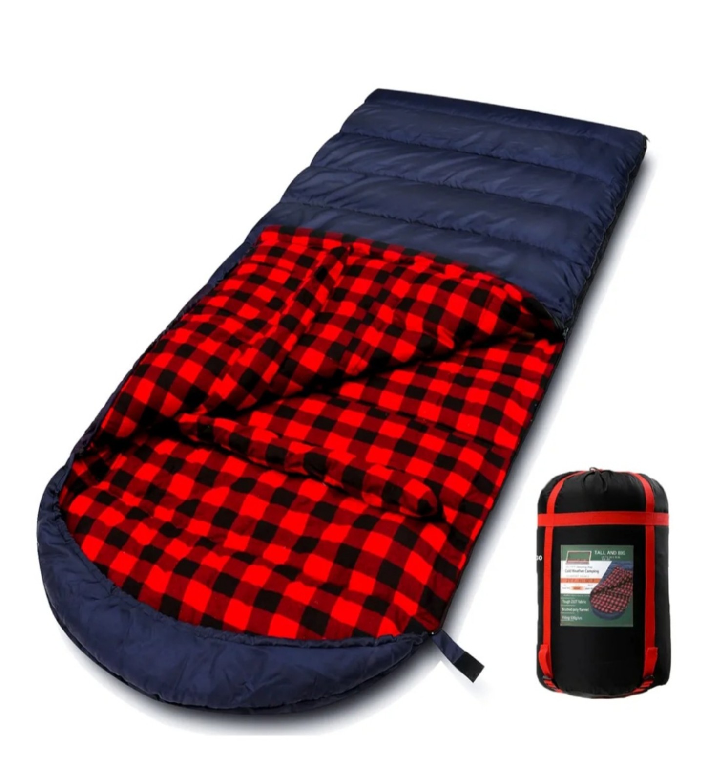 New Pallygo 0 degree flannel sleeping bag adult big and tall navy