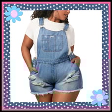 SUPER CUTE ☆ DISTRESSED ☆ MEDIUM WASH DENIM ☆ SHORTALL ☆ 28w ☆ NWT