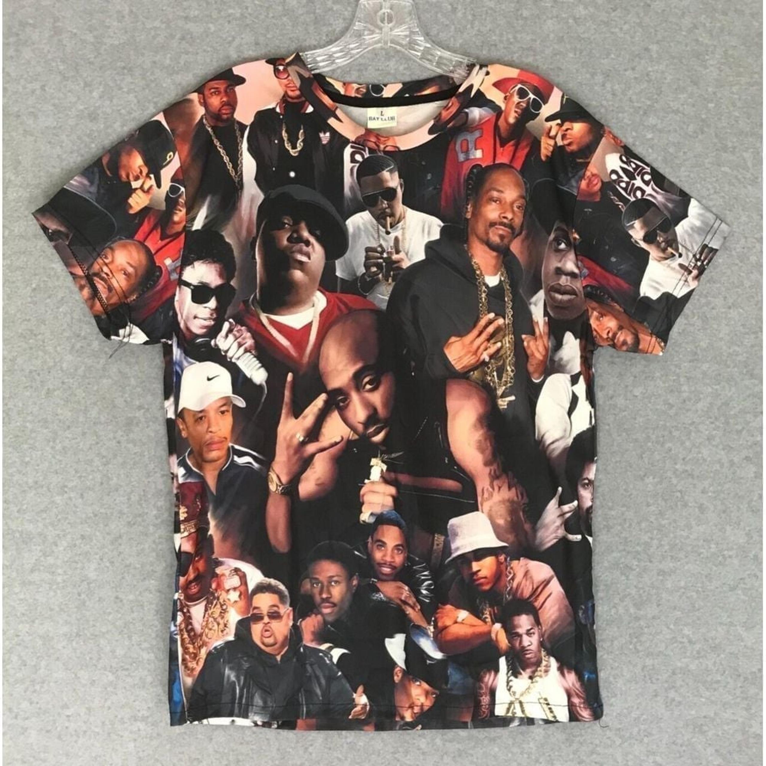 NEW! Hip Hop Rapper Superstars 2-Pac Snoop LL Shirt Mens Medium AOP Short Sleeve