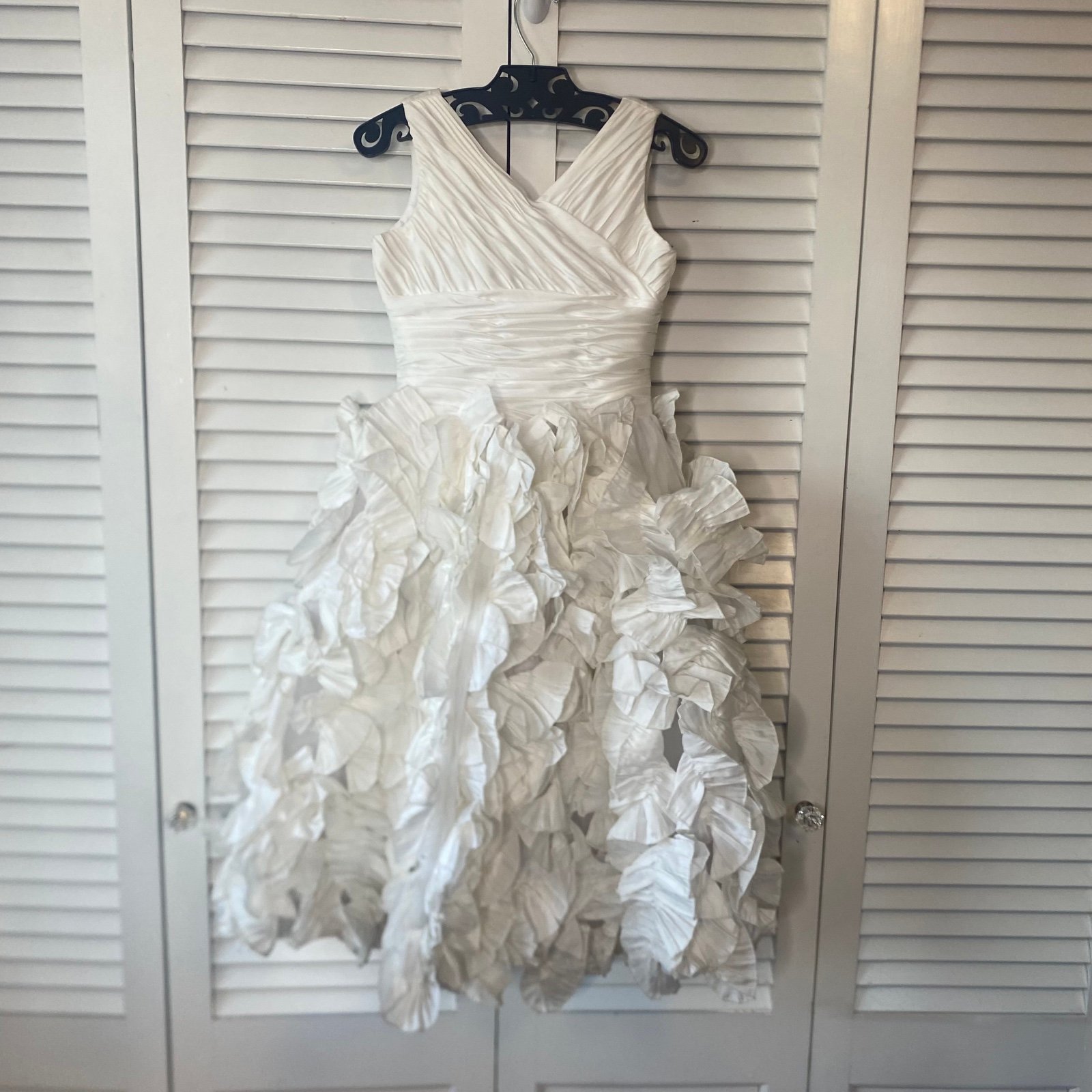 Joan Calabrese | Elegant White Ruffled Kids Dress | Size 7