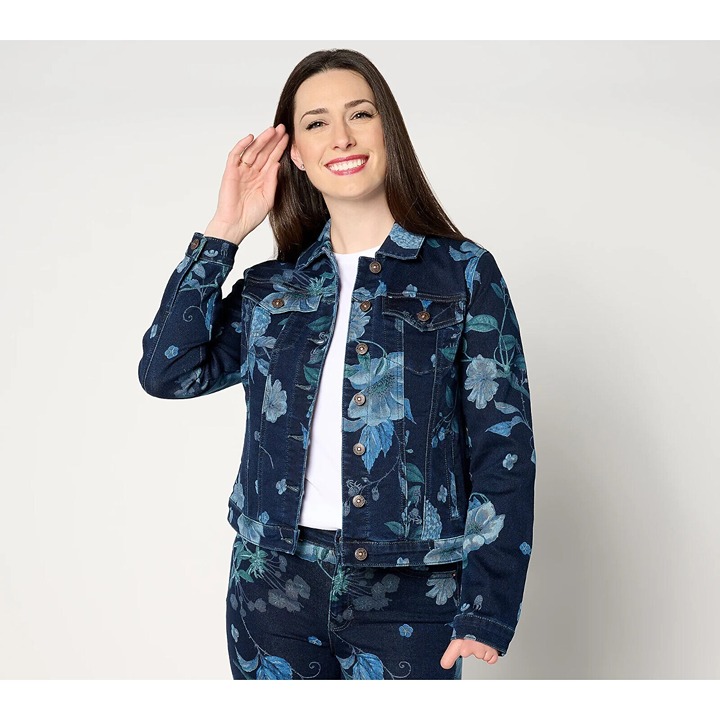 nicole by Nicole Miller Dream Denim Jacket- Floral floral print Large