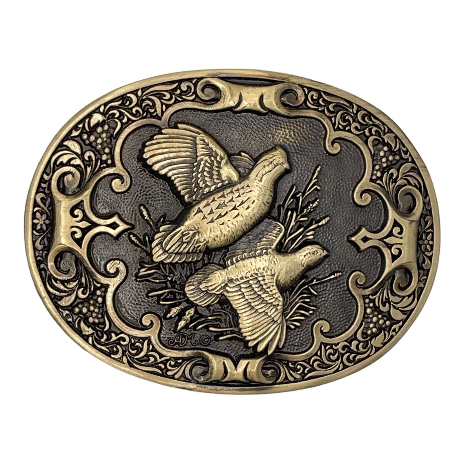 Vintage Bobwhite Quail Solid Brass Belt Buckle - Southwestern Charm