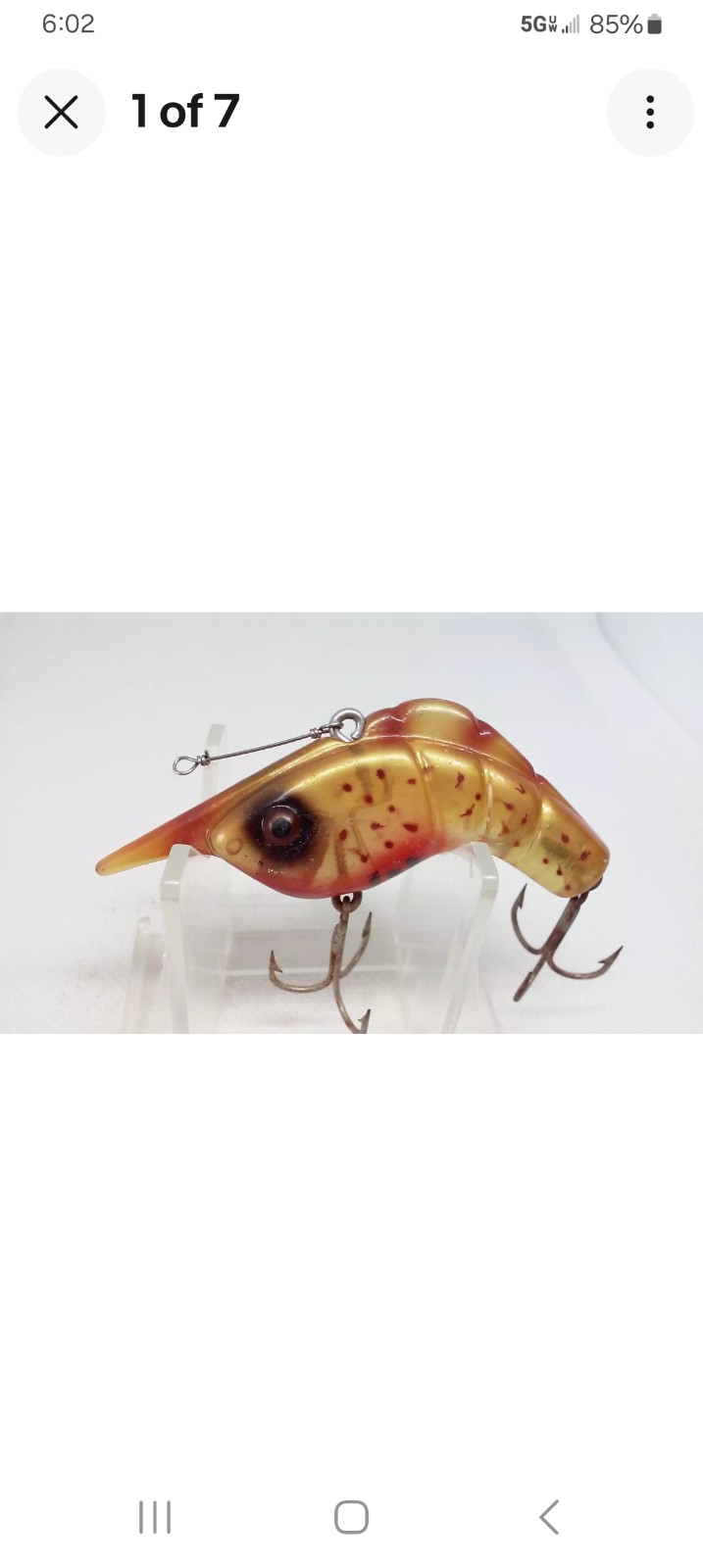 Vtg Heddon CRAW SHRIMP Amber Yellow AMY2 7/8 Lipless Crankbait 1/2 Fishing Lure