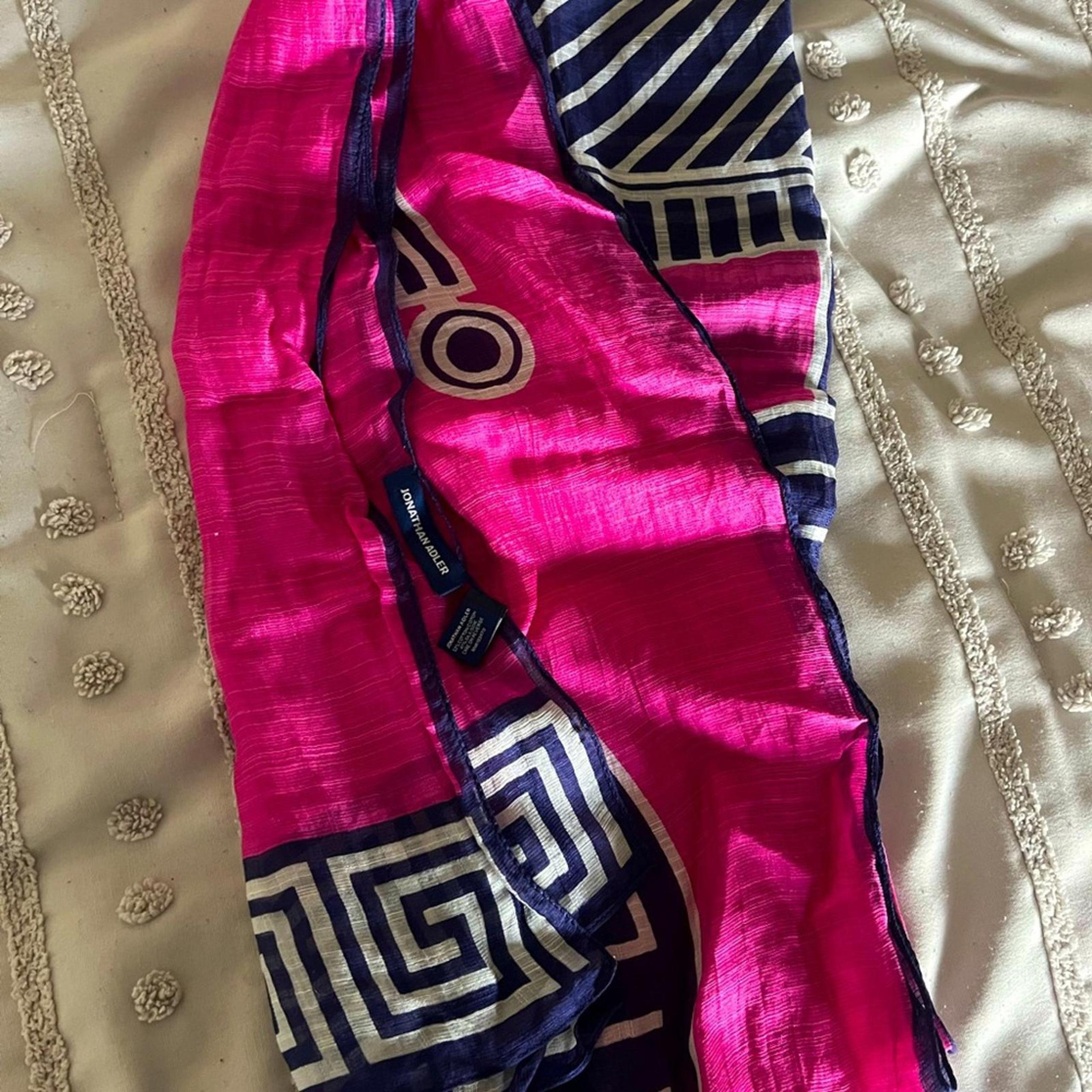 Jonathan Adler Pink and Navy Scarf