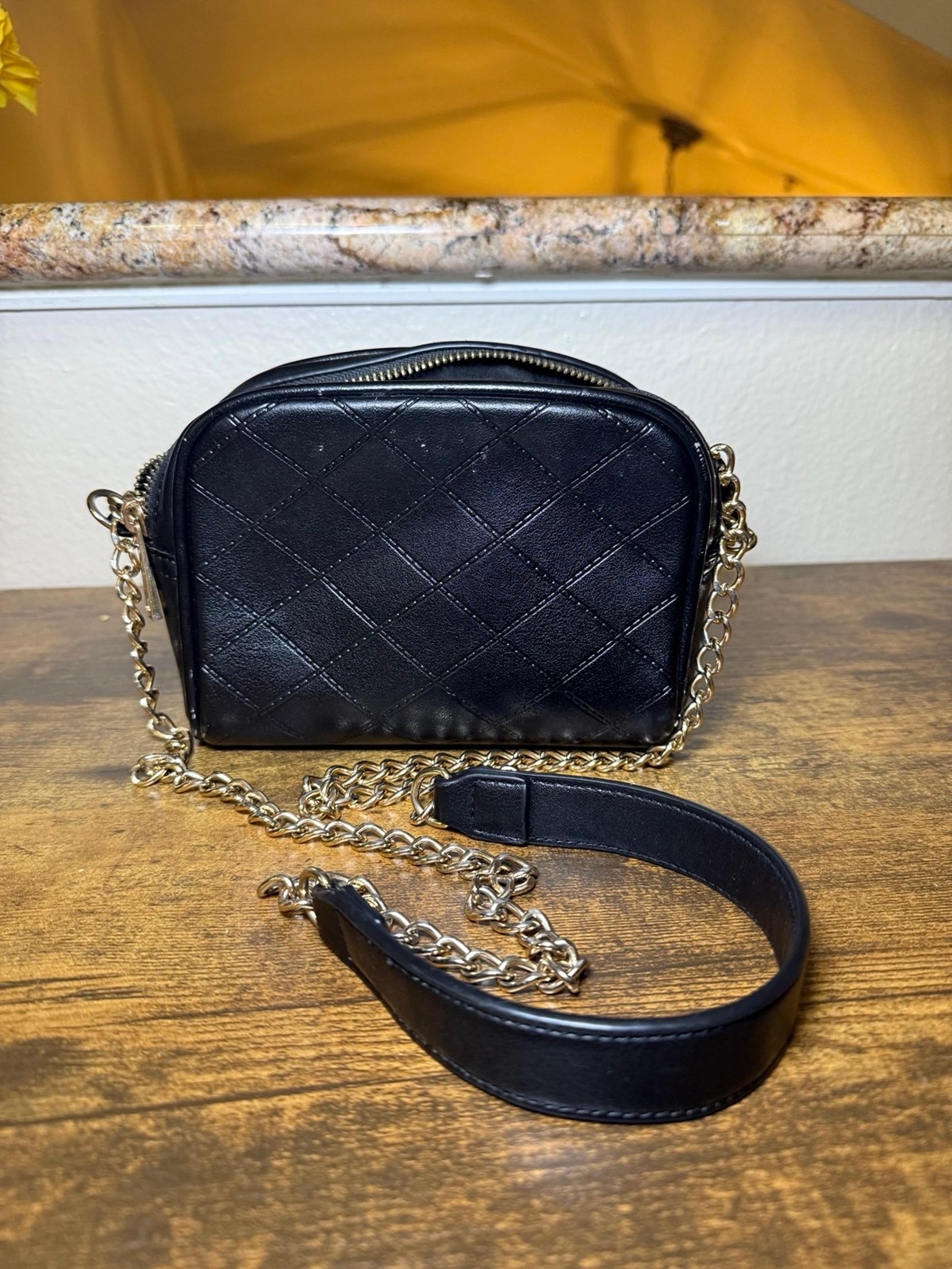 Forever 21 Quilted Black Crossbody Bag with Gold Chain Strap