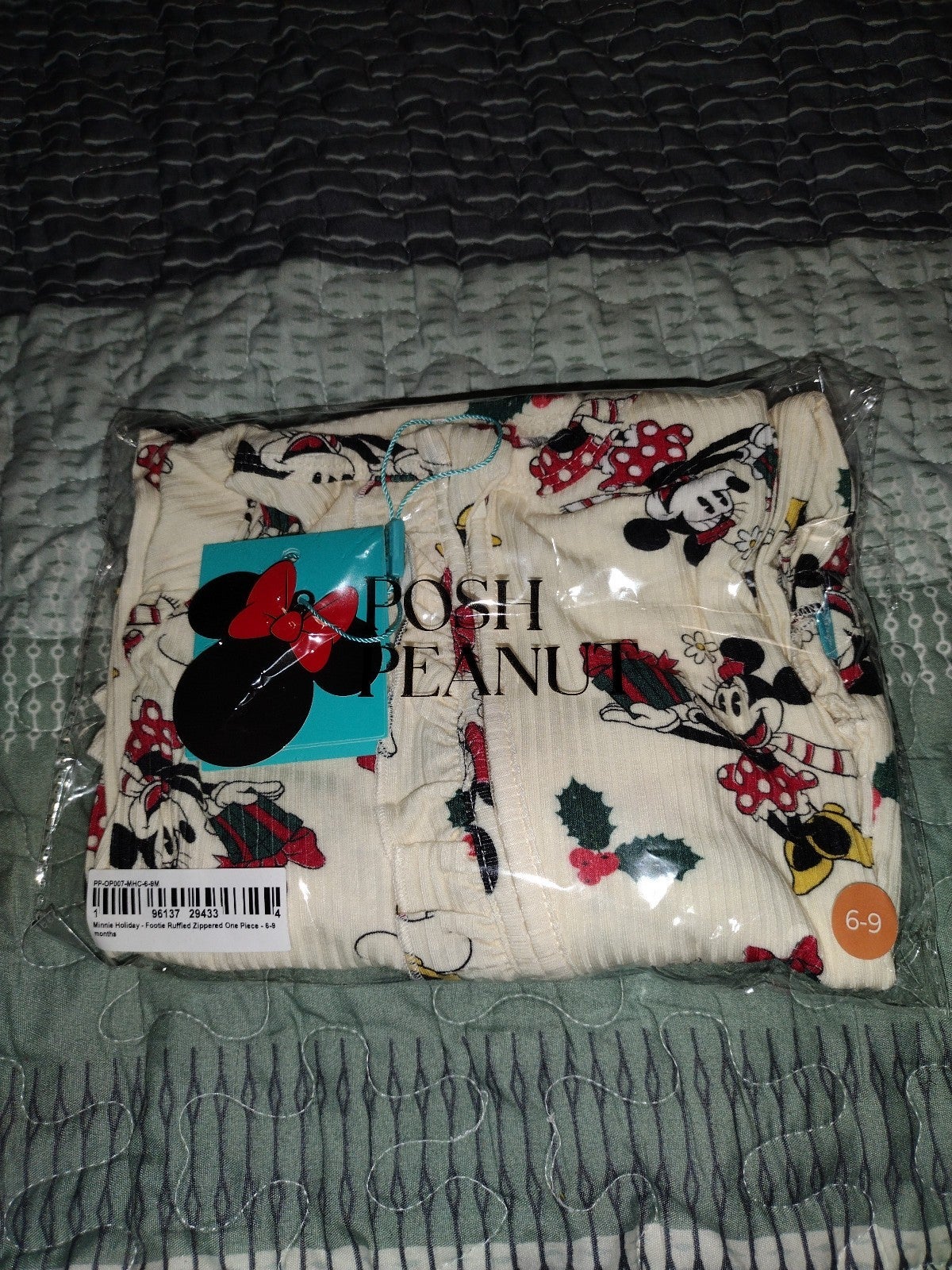 Posh Peanut Minnie Holiday - Footie Ruffled Zippered One Piece 6-9 months NWT