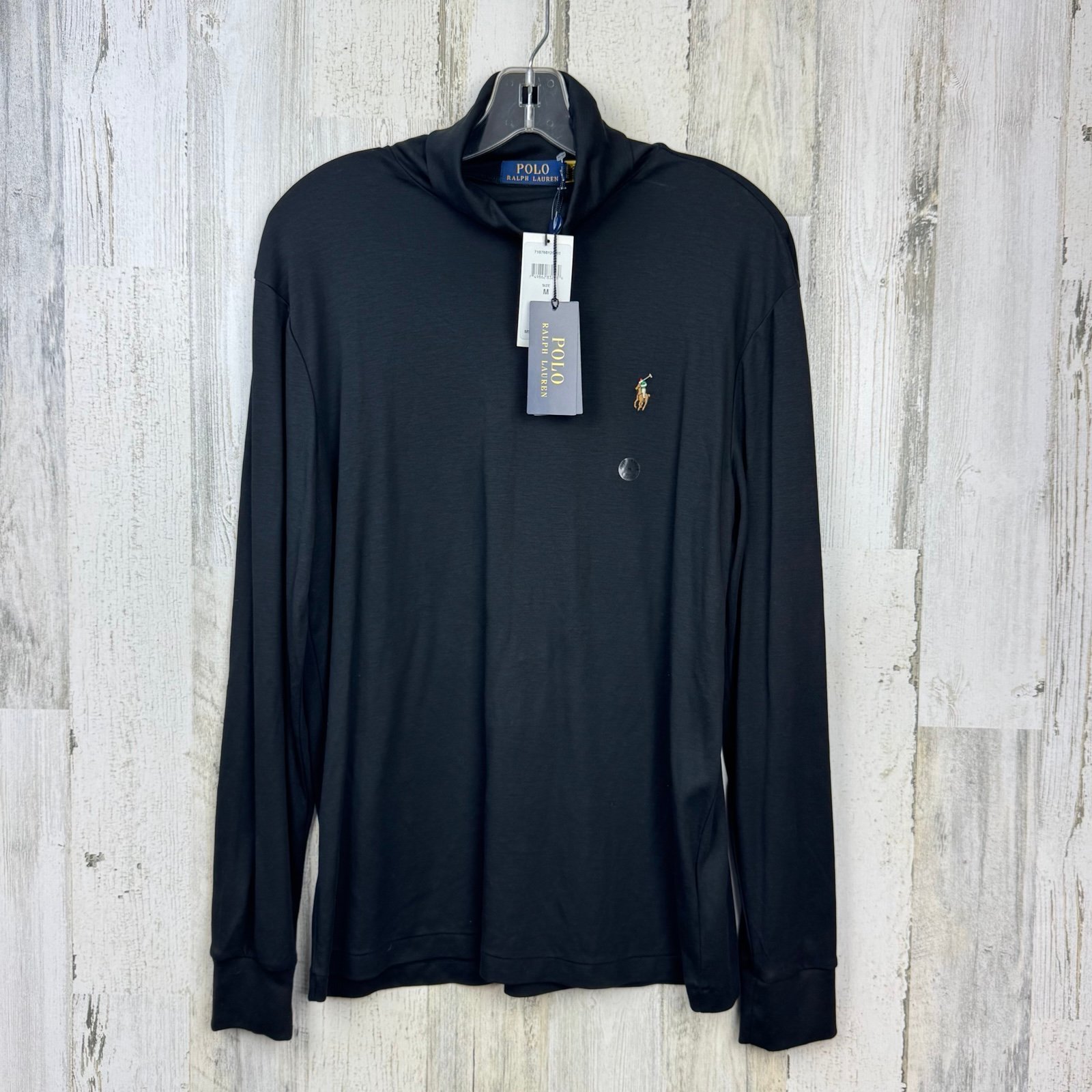 Polo Ralph Lauren Logo Embroidered Turtleneck Dark Gray Lightweight Sweater M