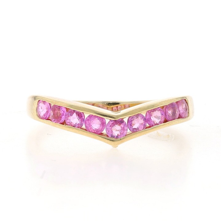 Yellow Gold Pink Sapphire Enhancer Wedding Band 14k.90ctw Channel Set B4213