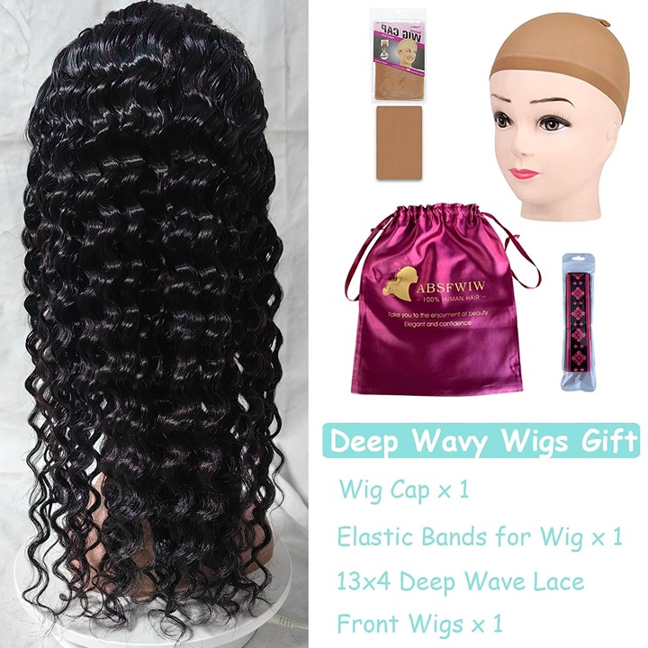 Deep Wave Lace Front Wigs Human Hair Glueless Curly Wigs adg