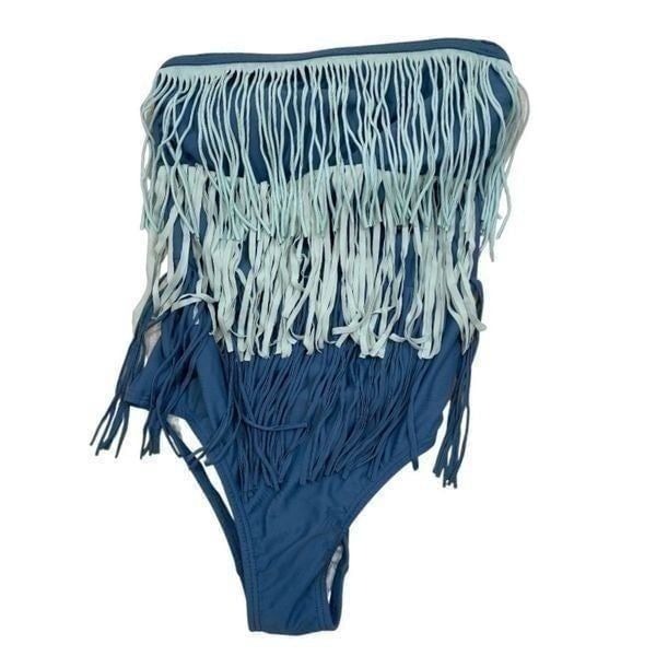 Venus Ombré Fringe One Piece Open Tie Back Swum Suit Size 4