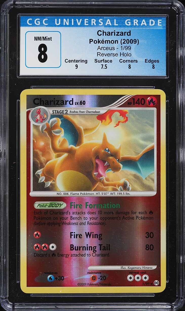 Charizard 1/99 Holographic Holo Rare Arceus 2009 Pokémon Card CGC 8 MINT