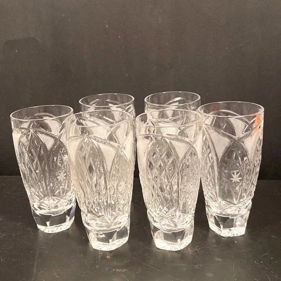 Vintage Set of 6 USSR crystal 24% PbO Goblet Slim Wine Liquor Glasses