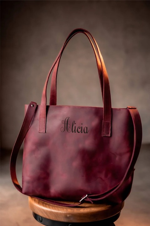 Genuine Leather Tote Bag - Leather Purse, Leather Bag