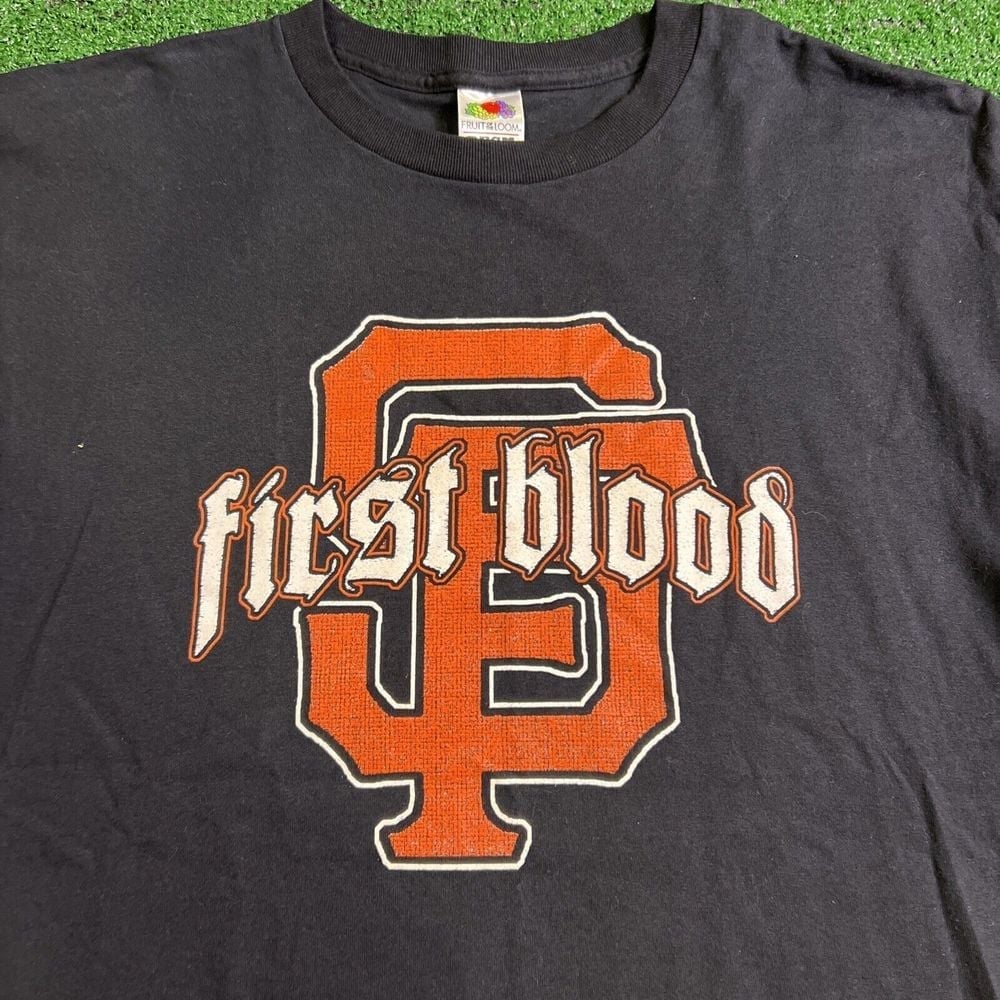 Rare First Blood Hardcore Metal Band T-Shirt Black Mens Size Large Vintage